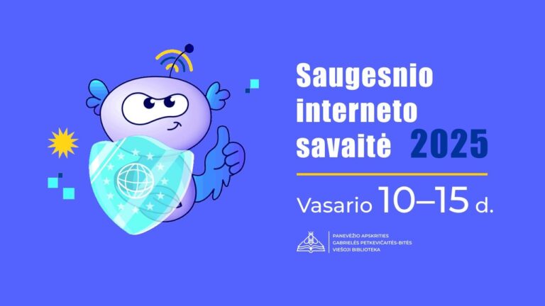 Saugesnio interneto savaitės simbolis animacinis personažas ir renginių informacija