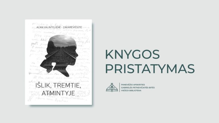 Pristatomos knygos viršelis ir užrašas Knygos pristatymas